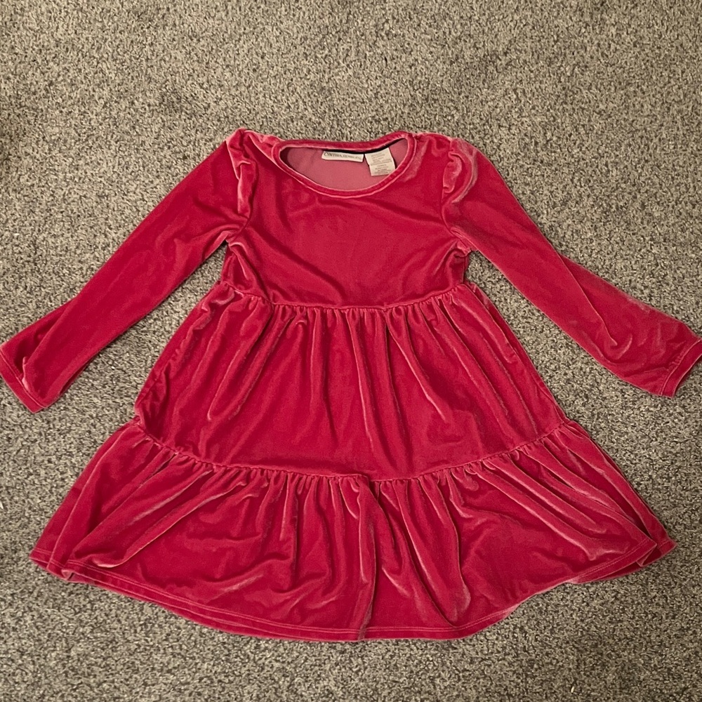 Girls Long Sleeve pink Velvet dress size 5/6